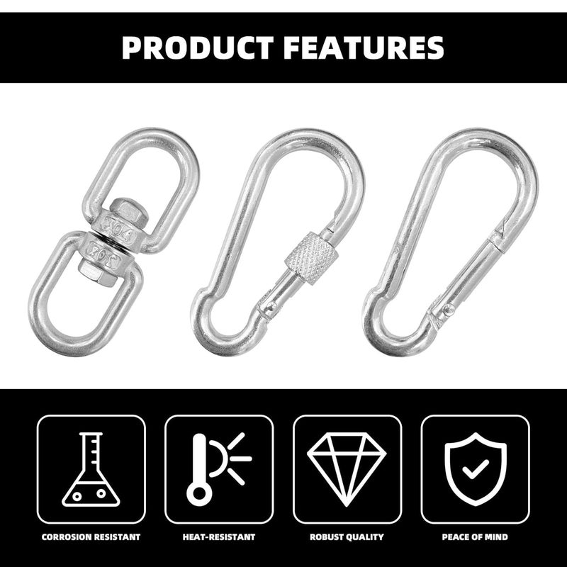 DEELEDM 12Pcs M6 Swivel Ring Double Ended Swivel Eye Hook with M6 Snap Hooks, Stainless Steel Eye to Eye Heavy Duty Swivel Ring Kit for Web Tree Swing, Swing Spinner Hanger, Hanging Rotating Device - Image 5